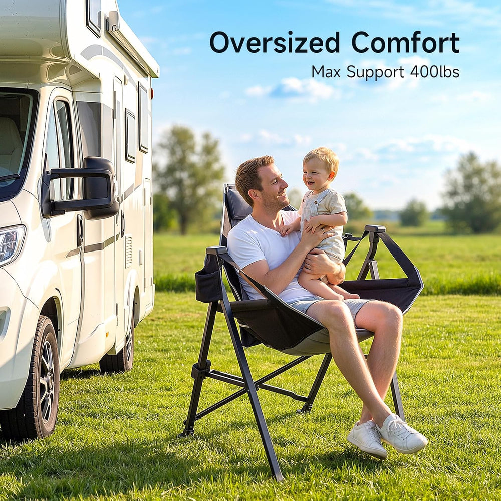 Hammock Camping Chair with Adjustable Backrest, Headrest and Cup Holder