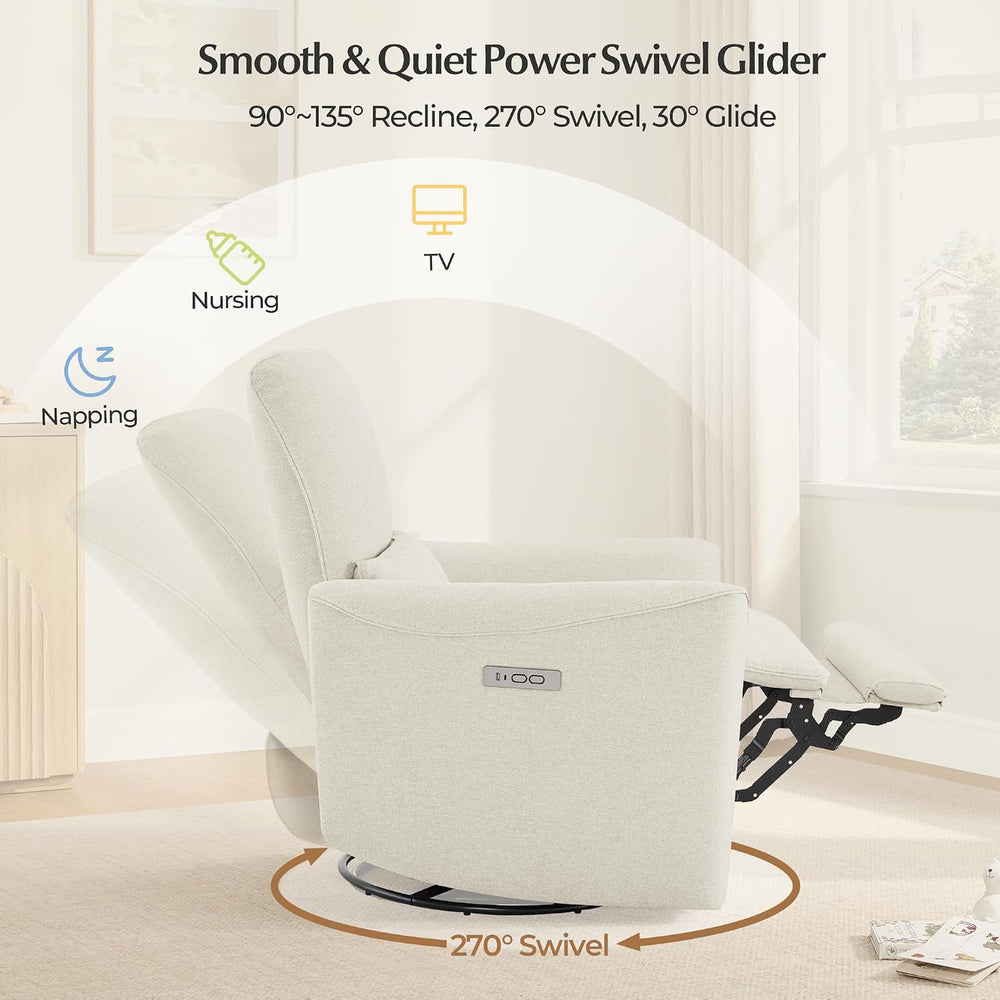 CHITA Power Swivel Glider Recliner Chair, Tall-Wide, Linen