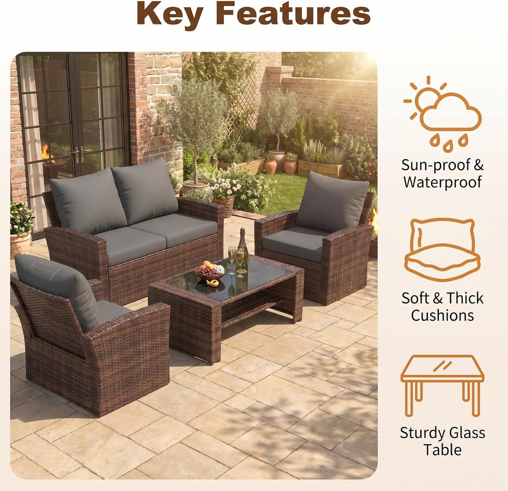 UDPATIO Patio Furniture Set, Outdoor Furniture Sets with Loveseats Sofa