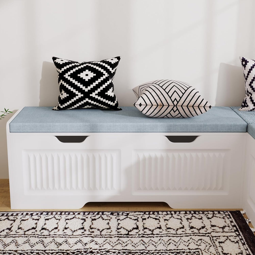63" L-Shaped Breakfast Corner Storage Bench,Modern Banquette Seating wit...