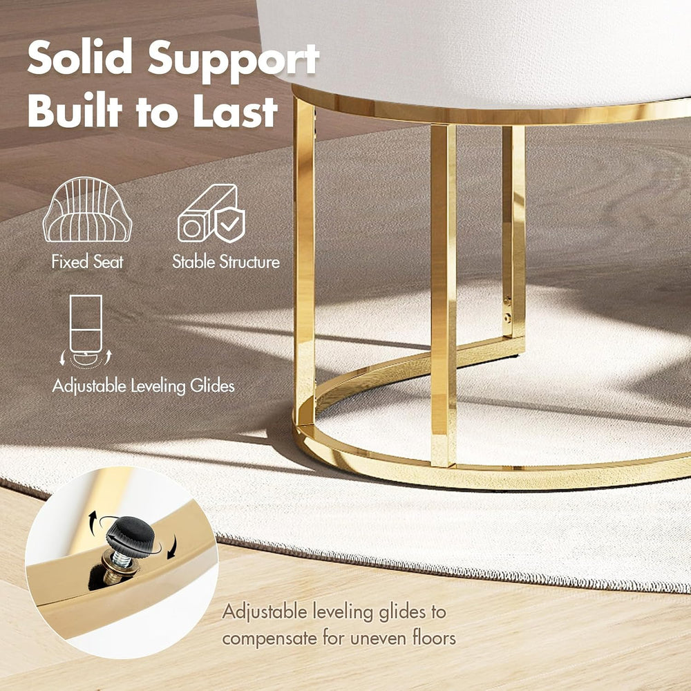 Hyfirm Modern Upholstered Boucle Dining Chairs Set of 6 w/Gold Legs, Beige