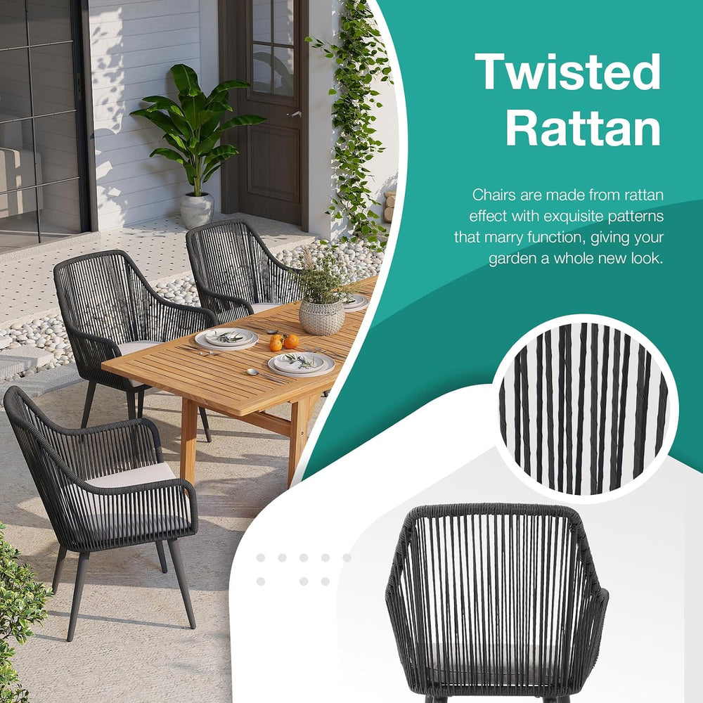 Patiorama 7 Piece Outdoor Dining Set, 55"-71" Wood Expandable Table...