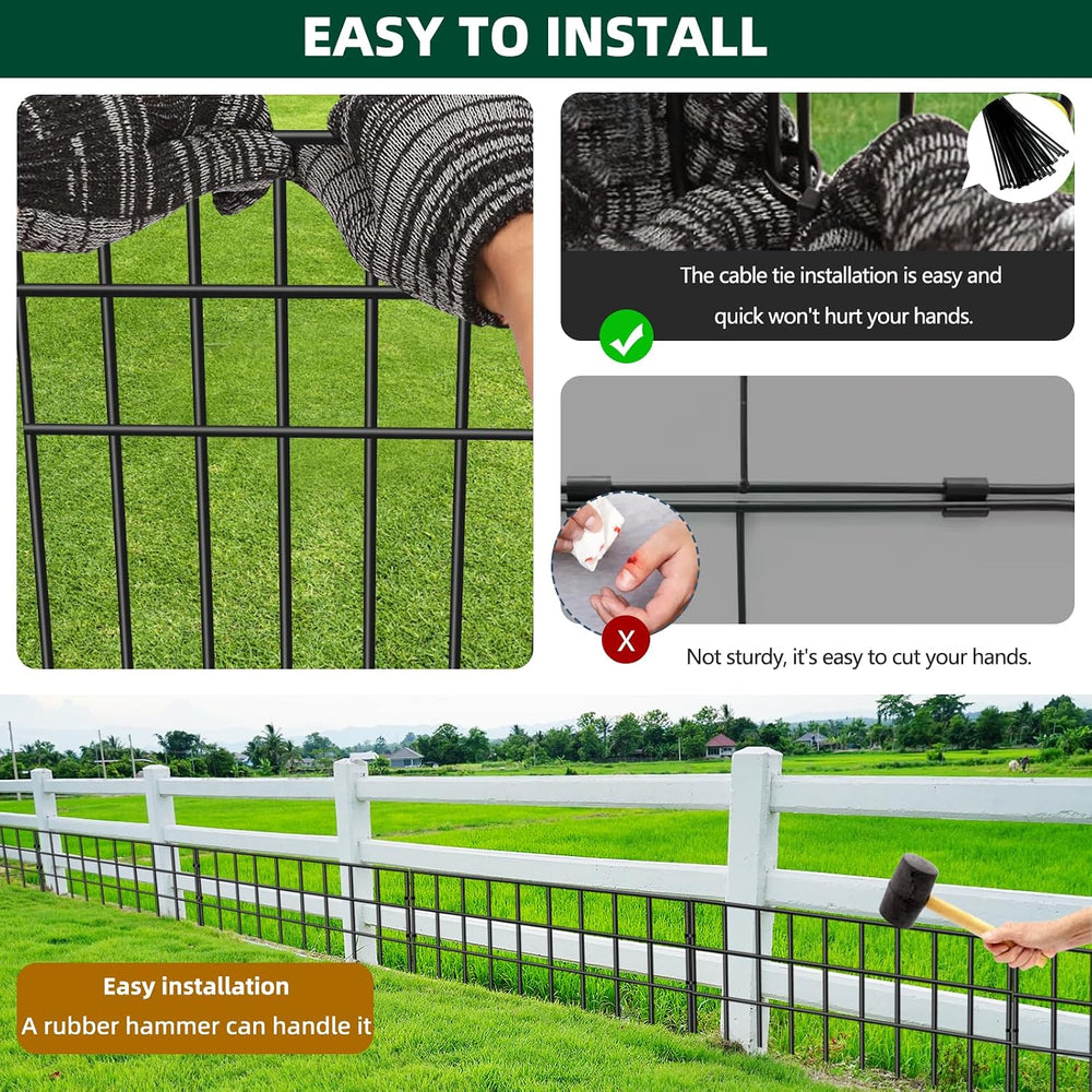 42.5ft(L) x 13in(H) Animal Barrier Fence, 30 Panels No Dig Garden Fence for D...