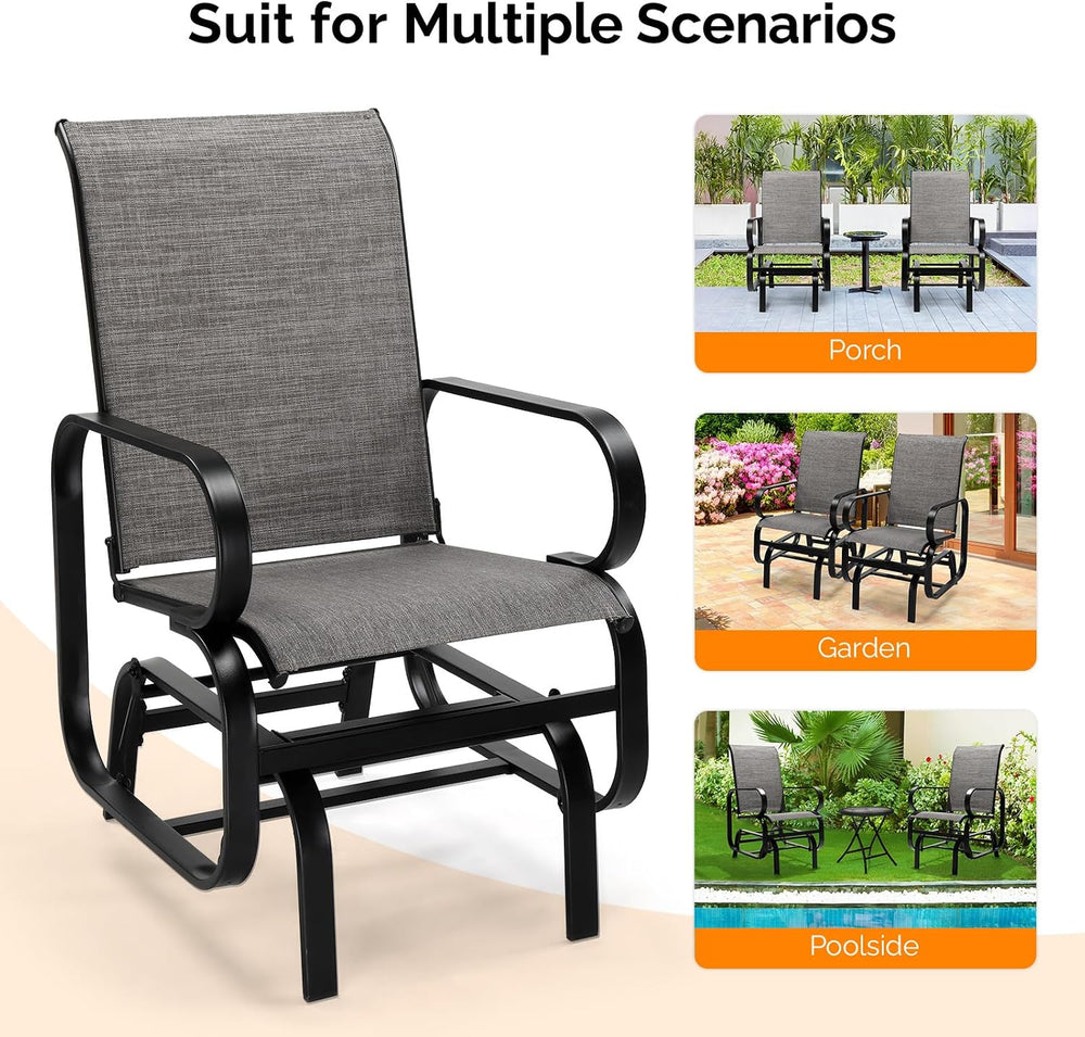 VINGLI Outdoor Glider, Patio Glider with Higher Backrest, Weatherproof Chair ...