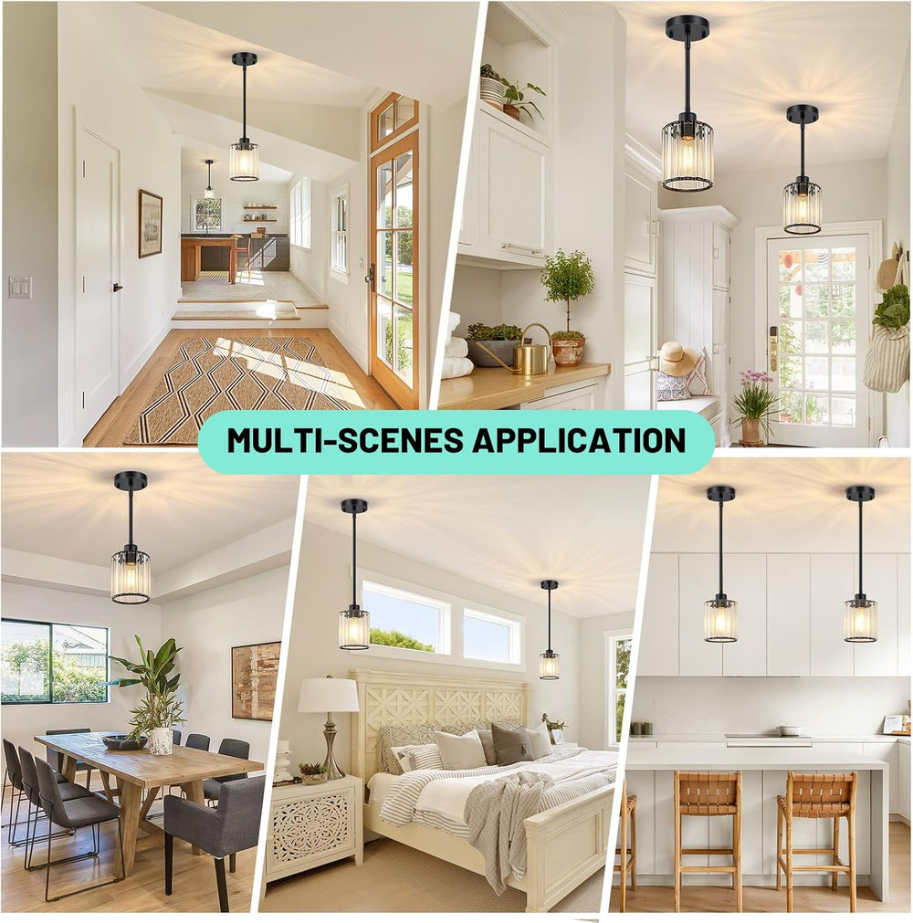 3 Pack Pendant Light Fixtures, Modern Black Pendant Lights Kitchen Island, Mi...
