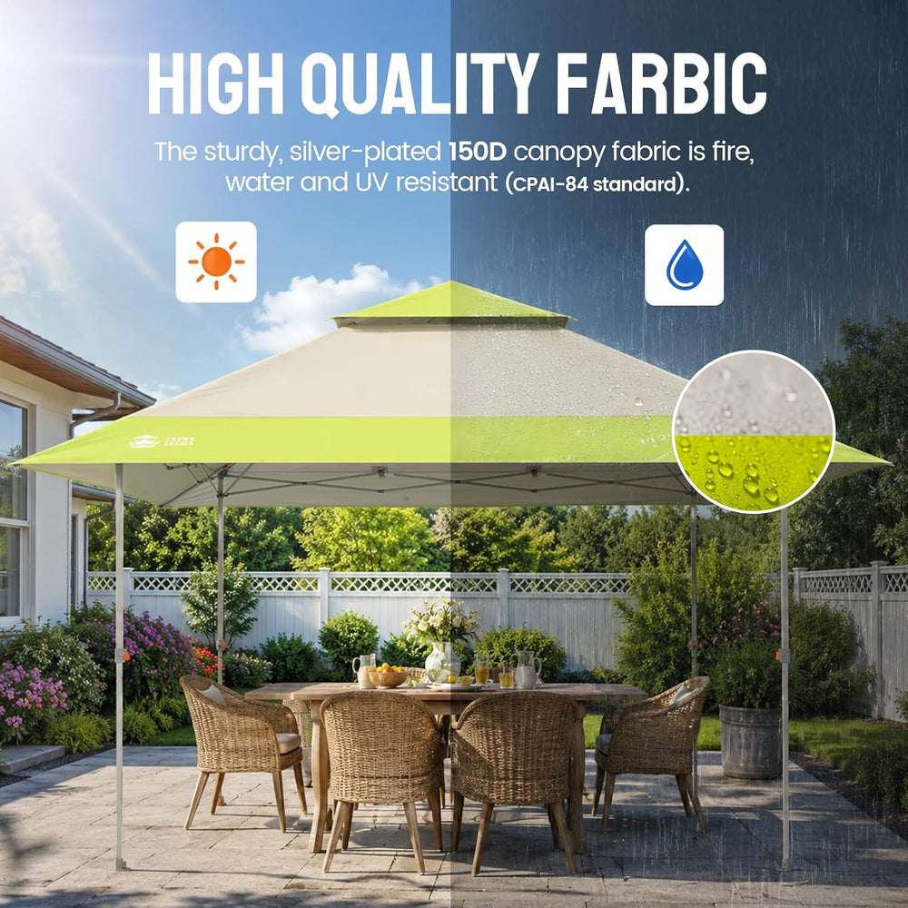 CROWN SHADES 13x13 Pop Up Canopy, Outdoor Foldable Tent, Gray&Green