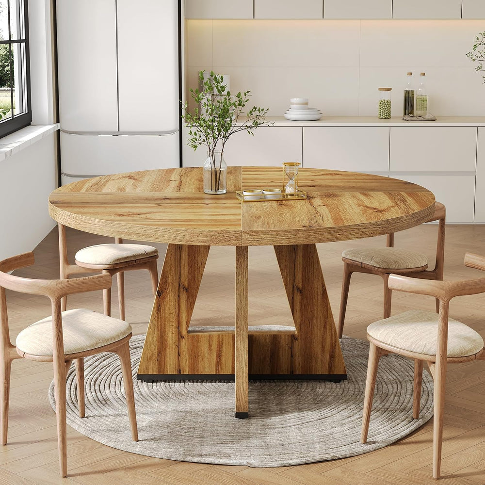LITTLE TREE Round Dining Table for 4-6 People, 47 Inches Dining Room Table wi...