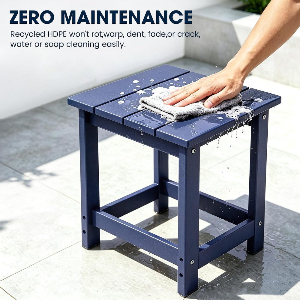 LZRS Patio Side Table, Heavy Duty HDPE Outdoor End Table with Wood Texture, W...