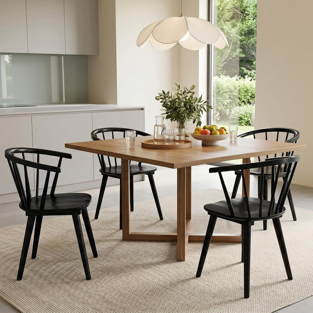 DUHOME Wooden Black Dining Chairs Set of 4, Windsor Dining Room Chairs with A...