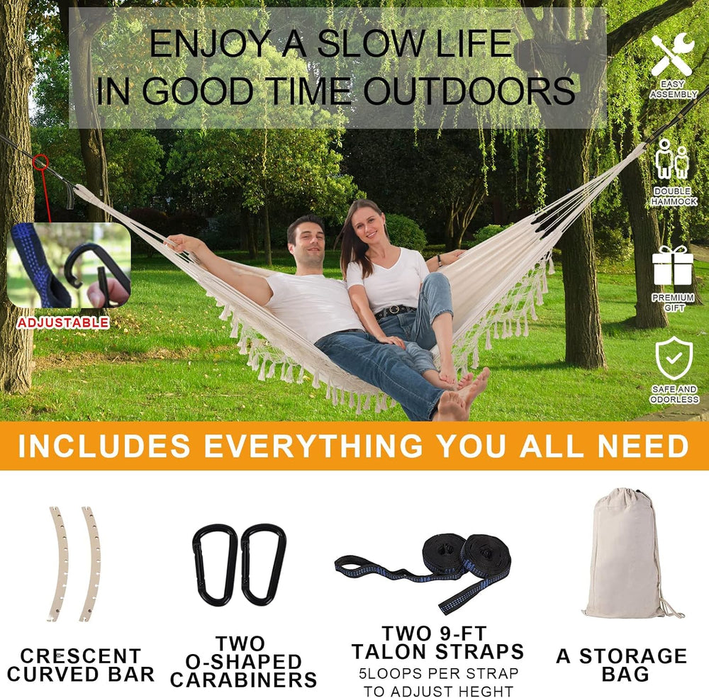 Hammock Hanging Swing Double Max 500lbs Macrame for Indoor Outdoor Patio Yard...