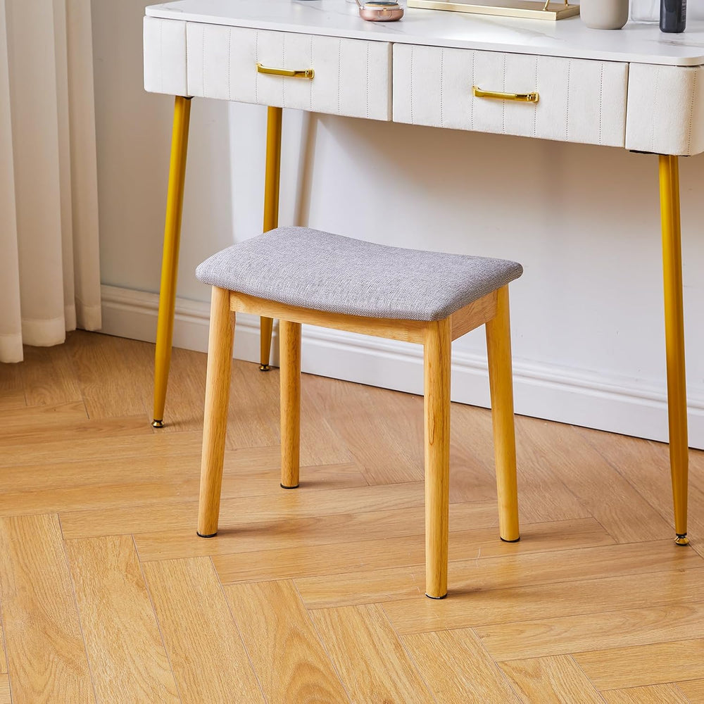 IBUYKE Saddle Cushion Vanity Stool Chair, Piano Bench, Light Gray WBD007NG