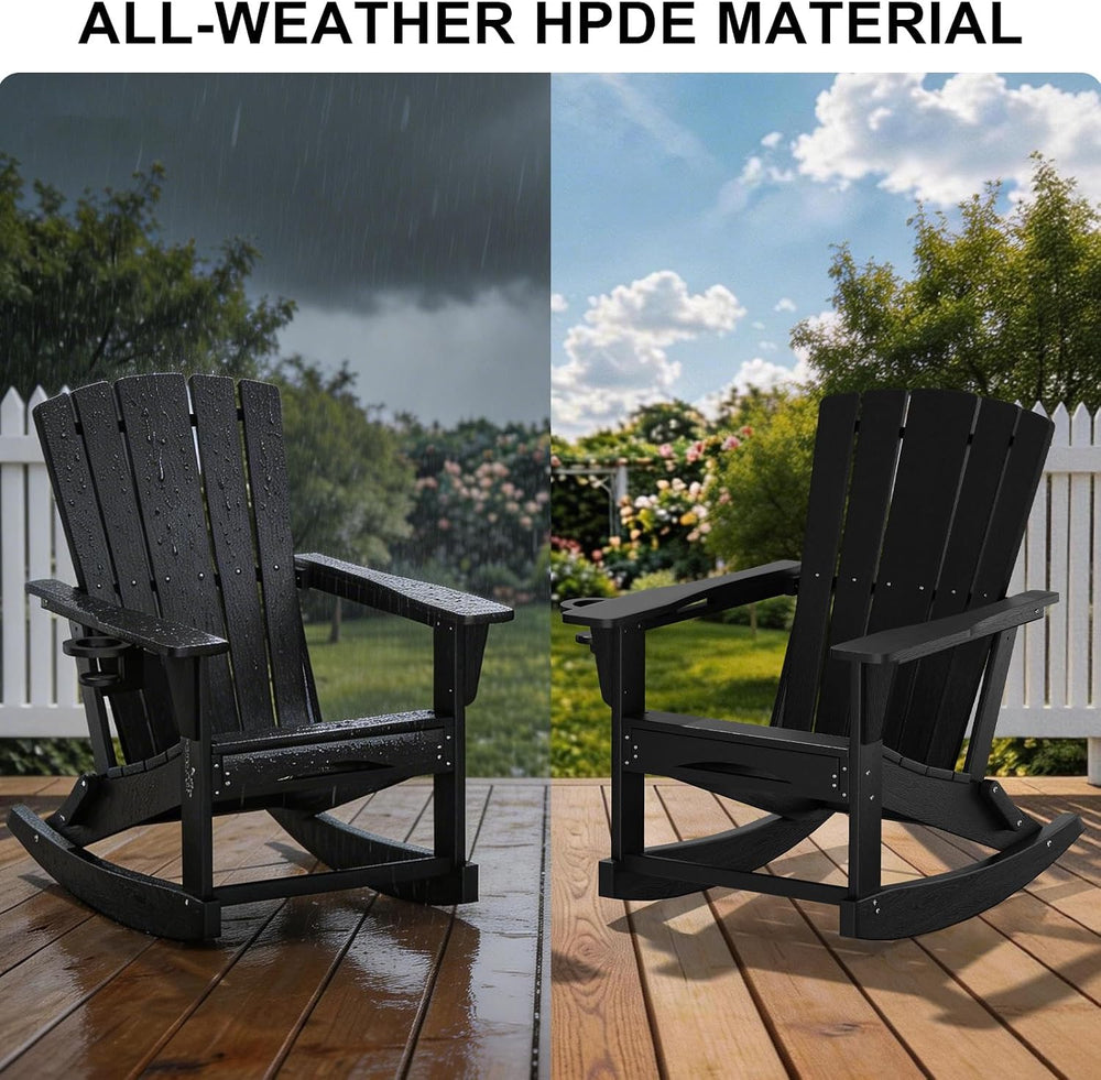 Adirondack Rocking Chair with Retractable Ottoman,Outdoor Folding Adirondack ...