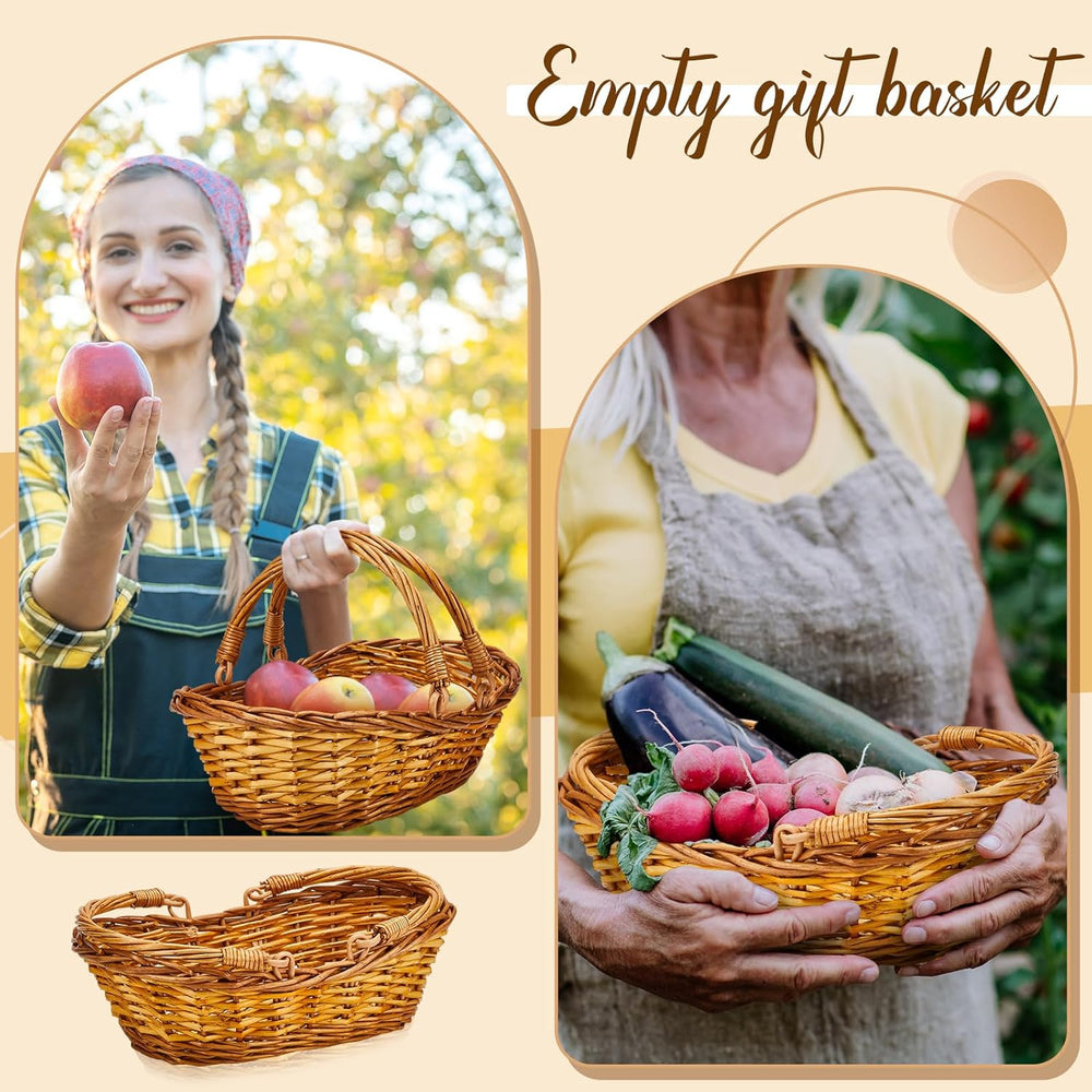 Sintuff 6 Pcs Wicker Picnic Baskets with Handles, Willow Woven,Natural