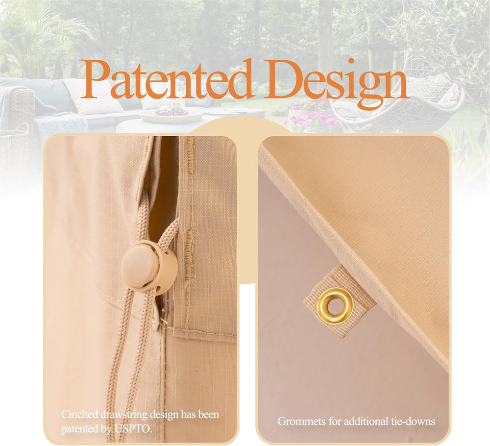 WJ-X3 Large Rectangular Outdoor Table Cover, Waterproof, 126x84x31, Beige