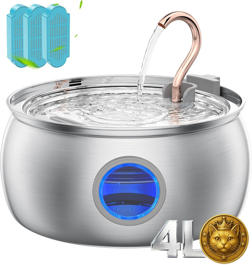 Cat Water Fountain Stainless Steel -135oz/4.0L Cat Fountain for Drinking