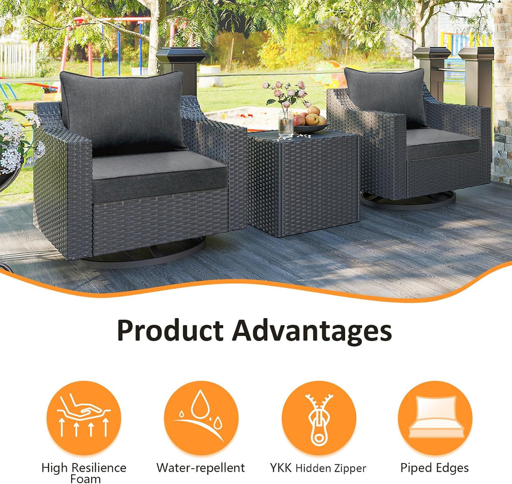 Unimatta Outdoor Patio Chair Cushions Set, 22" x 22", Set of 2, Wat...