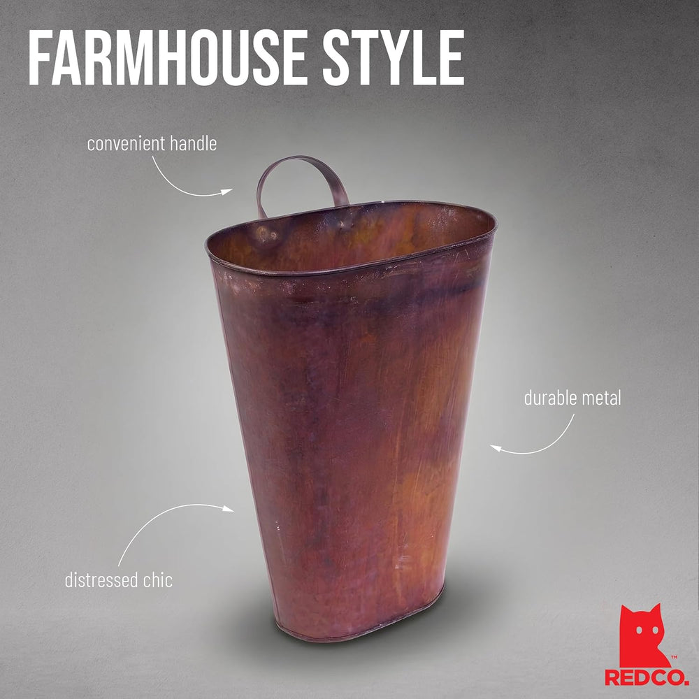 Red Co. 15.5” Farmhouse Galvanized Metal Floor-Standing & Wall-Hanging Um...
