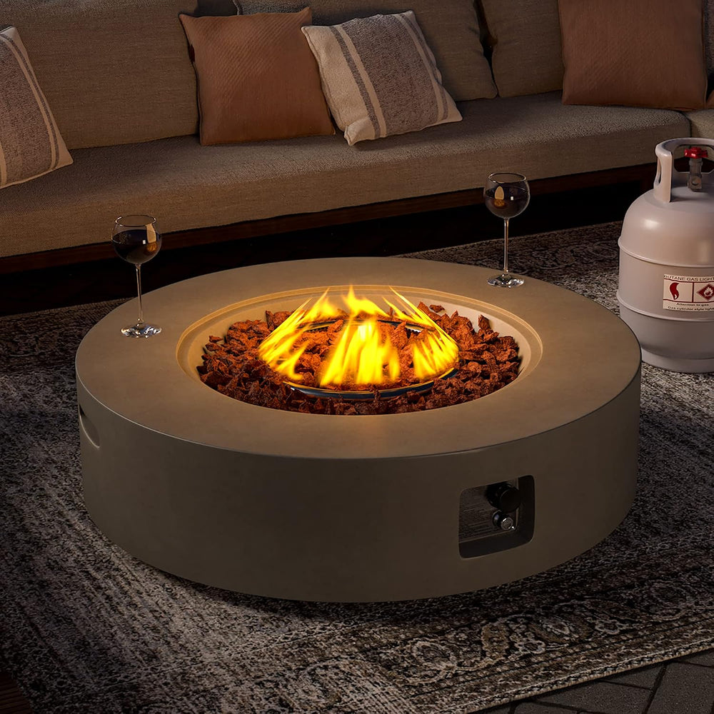 SUNBURY Outdoor 42" Fire Pit Table, 50000 BTU Gray Patio Fire Table, Con...