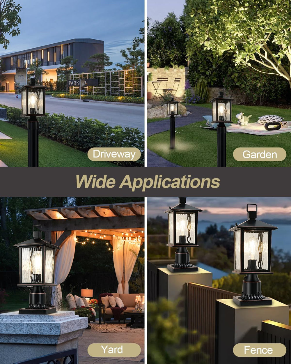 Dusk to Dawn Outdoor Post Light, Oil-Rubbed Bronze Pole Lantern