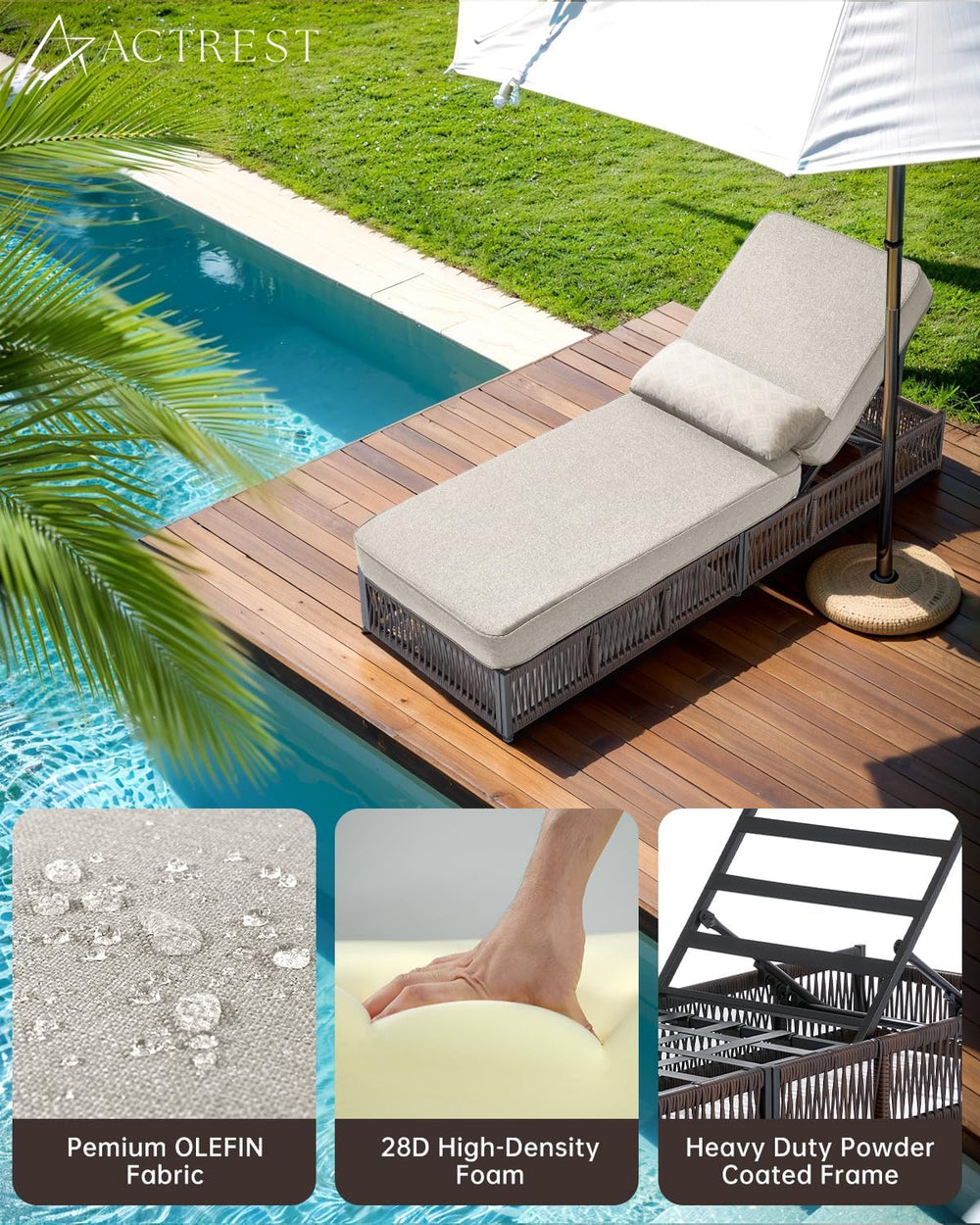 Luxury Outdoor Chaise Lounge Chairs of 4 with 5 Inch Thick Cushions and Side ...