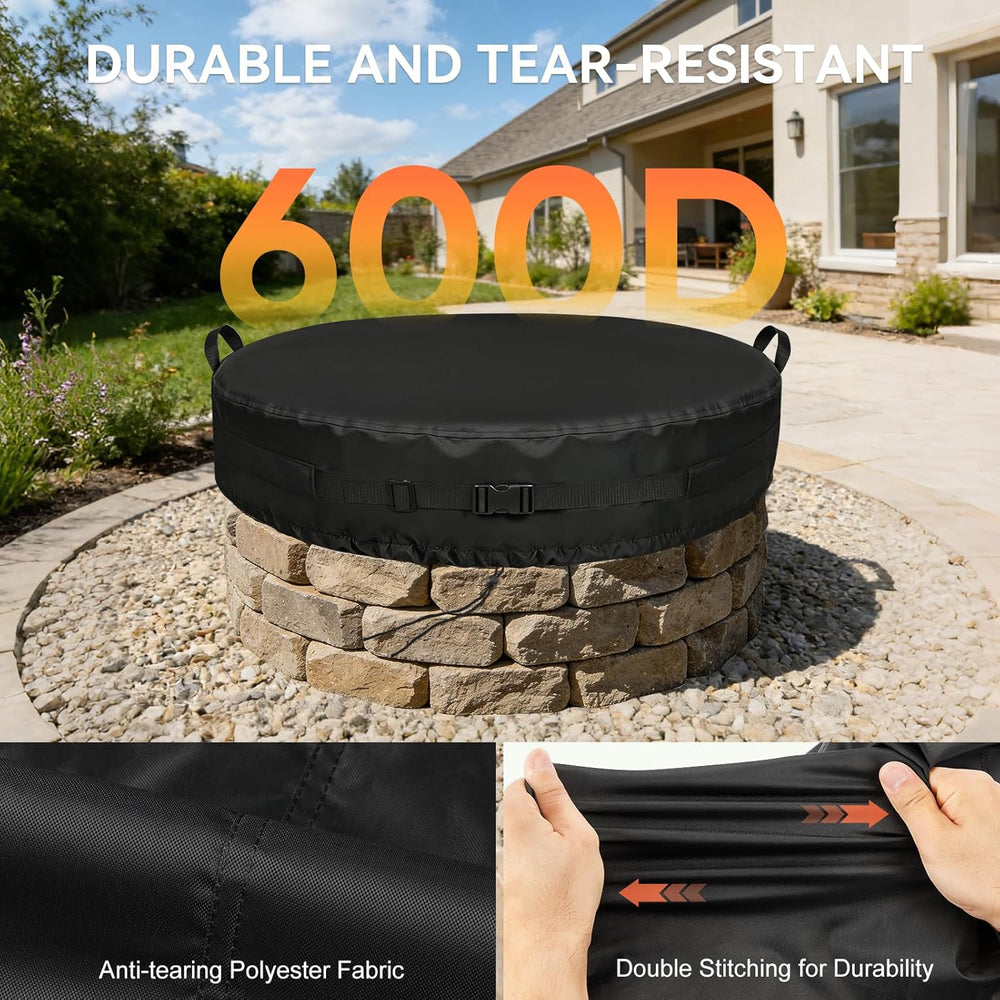 Onlyme Round Fire Pit Cover, 71 Inch Outdoor Firepit Covers 600D-71*9 In