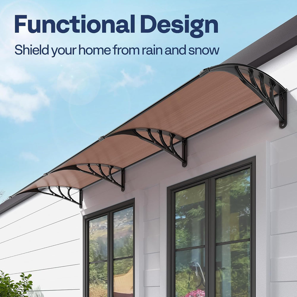 VIVOHOME Polycarbonate Window Door Awning Brown 38 Inch x 115 Inch