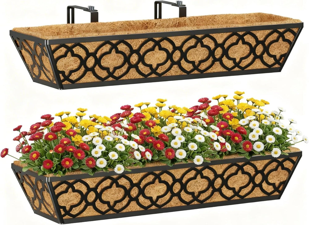 Y&M Deck Railing Planter Boxes, Adjustable Balcony Planter for Outdoor Pl...