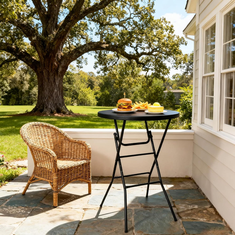 Cocktail Table, D32in x H43.3in Folding Round Cocktail Table High Top