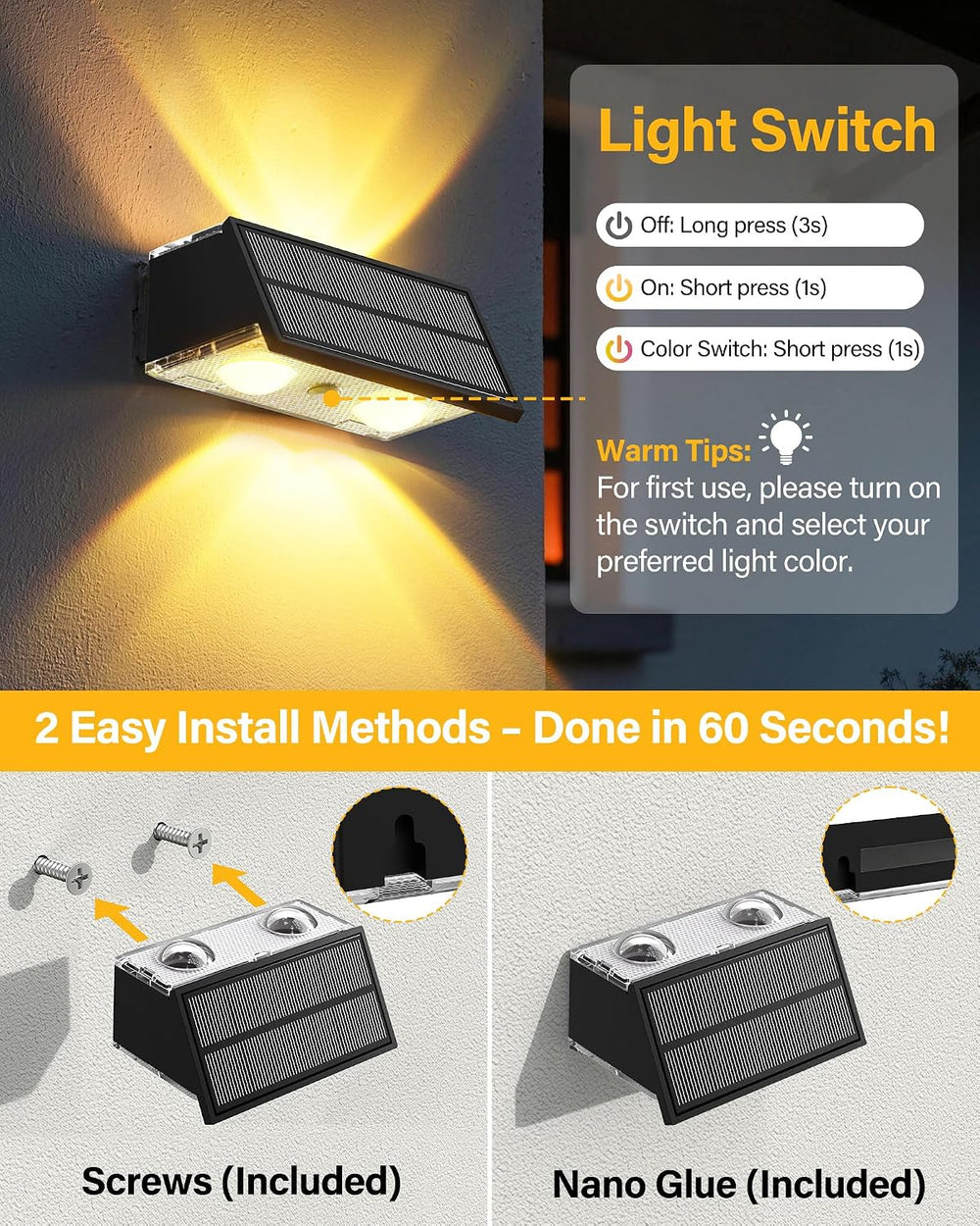 Solar Fence Lights Outdoor, 10 Pack Fence Solar Lights Waterproof