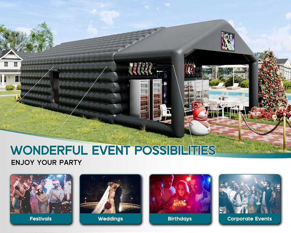 SPECRAFT 39 x 20 x 14 FT Black Inflatable Nightclub Tent with Pavilion