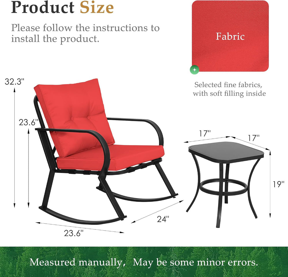 Oakcloud Oakmont Outdoor Furniture 3 Piece Conversation Bistro Set Rocking Ch...