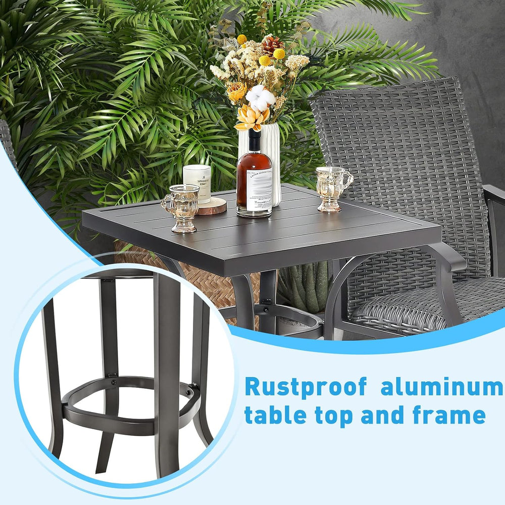 Tangkula 24 Inch Outdoor Bar Table, Patio Bar Height Table with Aluminum Tabl...