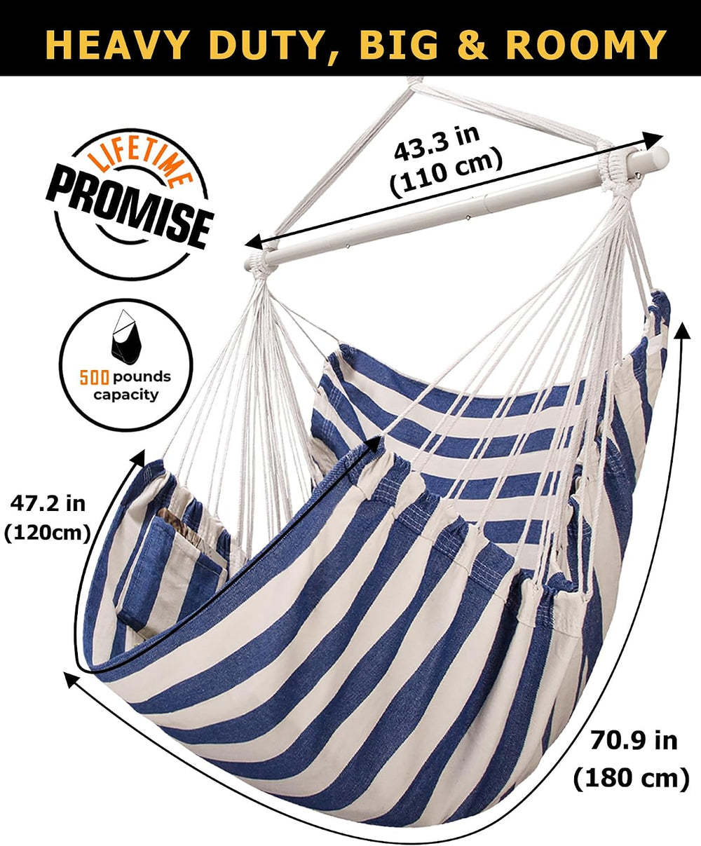 ADVOKAIR Hammock Chair Swing XXL, 1/3 Larger Than Standard, 500lbs