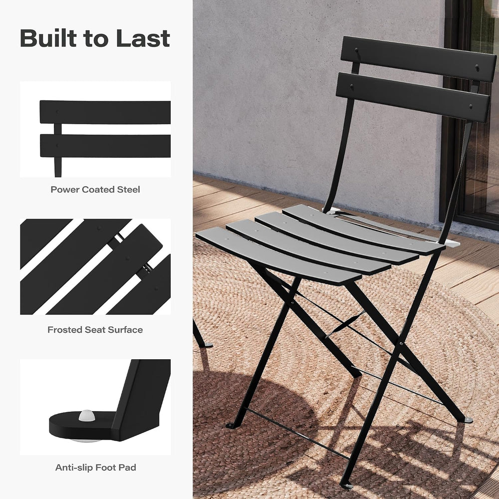 LAUSAINT HOME 3-Piece Folding Bistro Set, 2 Chairs and 1 Table, Weather-Resis...