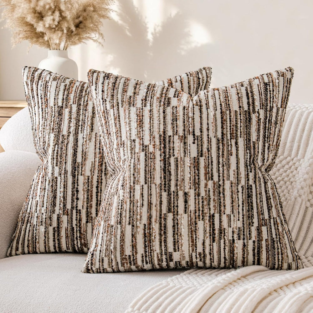Boho Striped Decorative Throw Pillow Covers 26"X26" Set of 2,Dark B...