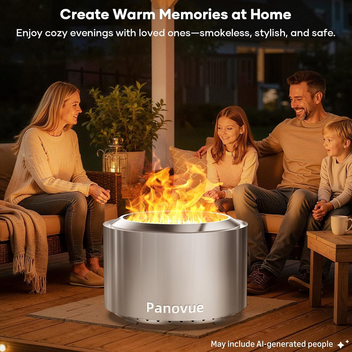 panovue 22 inch smokeless fire pit for outdoor shown in use