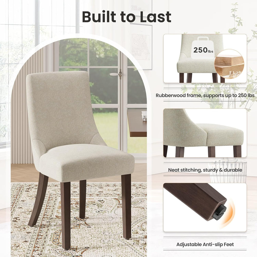 MALOL Wooden Dining Chairs Set of 6, Upholstered Kitchen & Dining Room Ch...