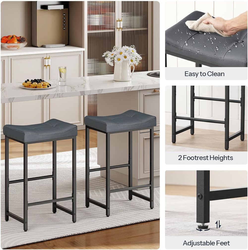 HOOBRO Barstools,25.4" Saddle Stools with PU Upholstery, Counter Height ...