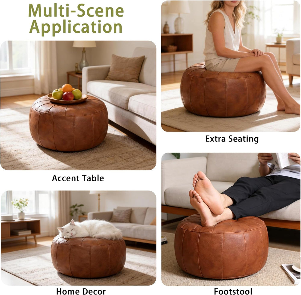 Thgonwid Unstuffed Moroccan Storage Pouf Foot Stool Ottoman Seat Handmade Fau...