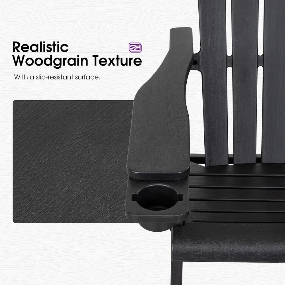 PURPLE LEAF Adirondack Chair Set of 4 HDPE Patio Chair for Fire Pit, Black