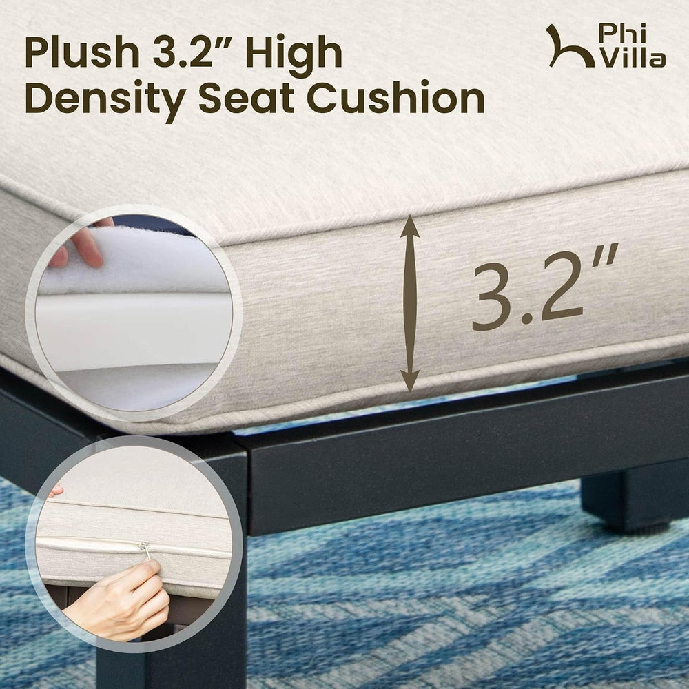 PHI VILLA 6-Seat Metal Patio Sofa Sectional Set with Gray Cushions
