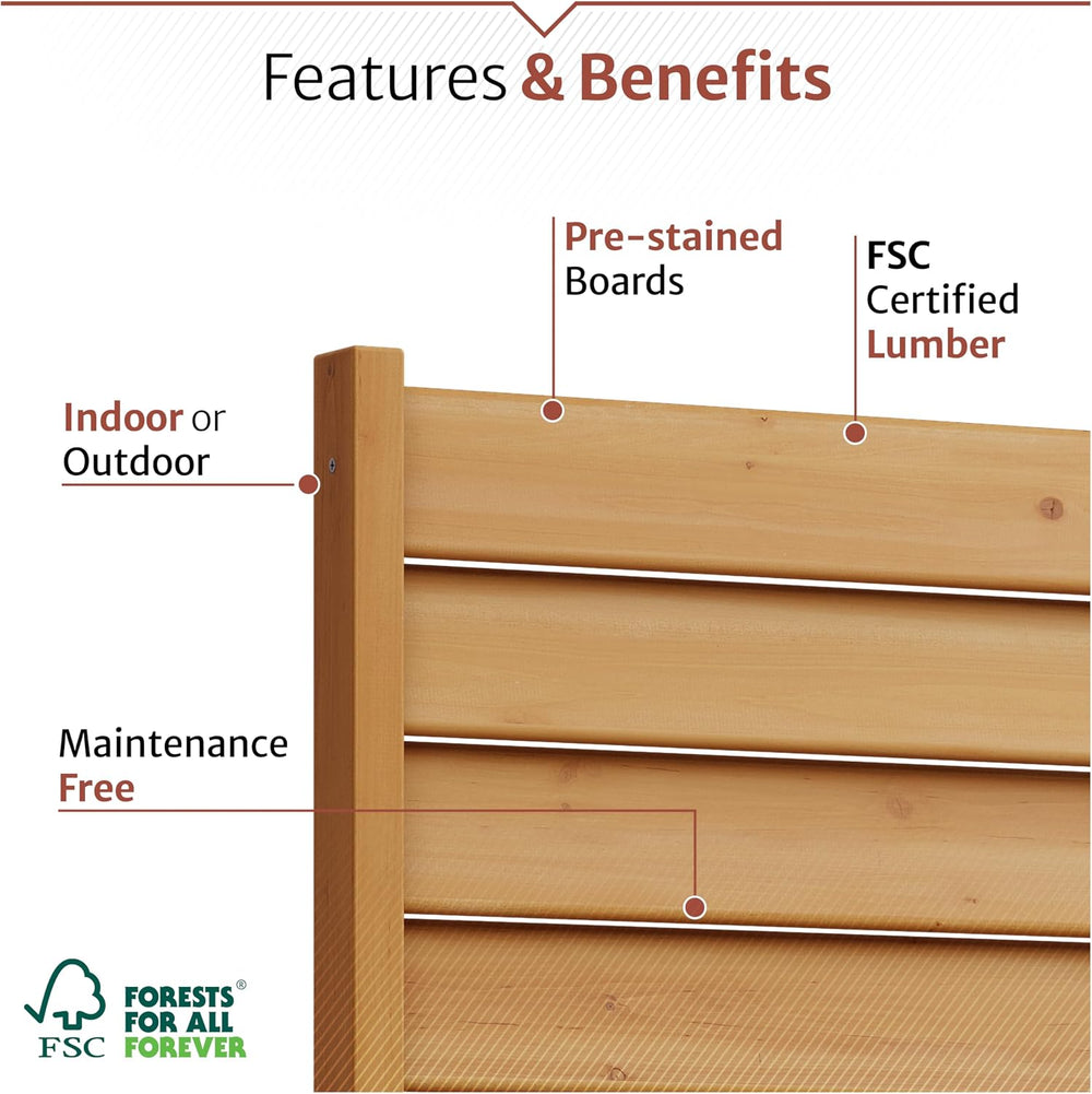 Enclo Louvered Freestanding/Surface Mounted Privacy Screen, Cedar Wood