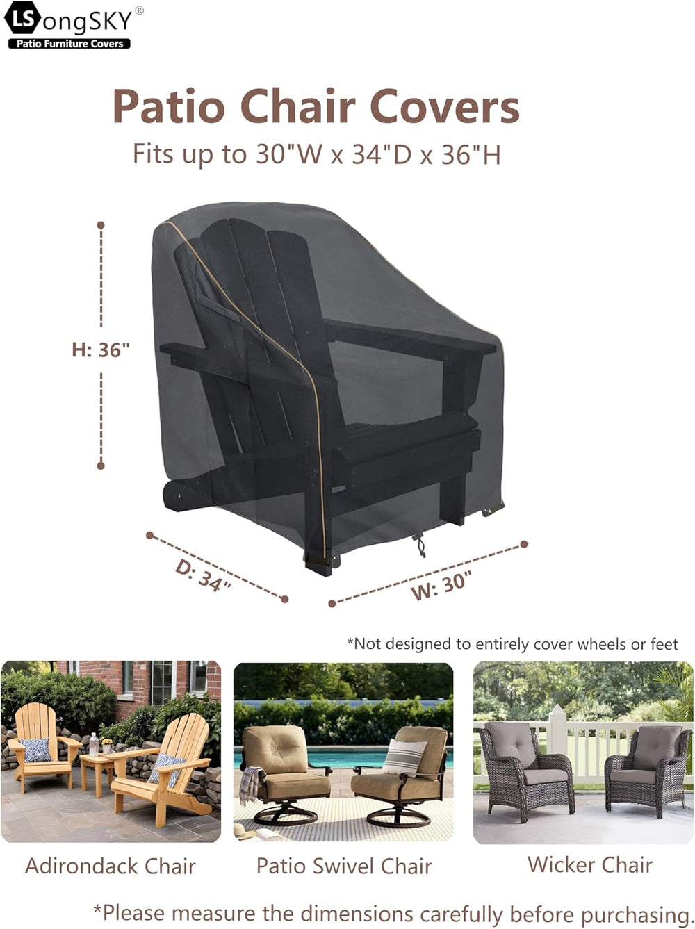 Patio Adirondack Chair Cover 2 Pack,Waterproof Heavy Duty Outdoor Chair Cover...