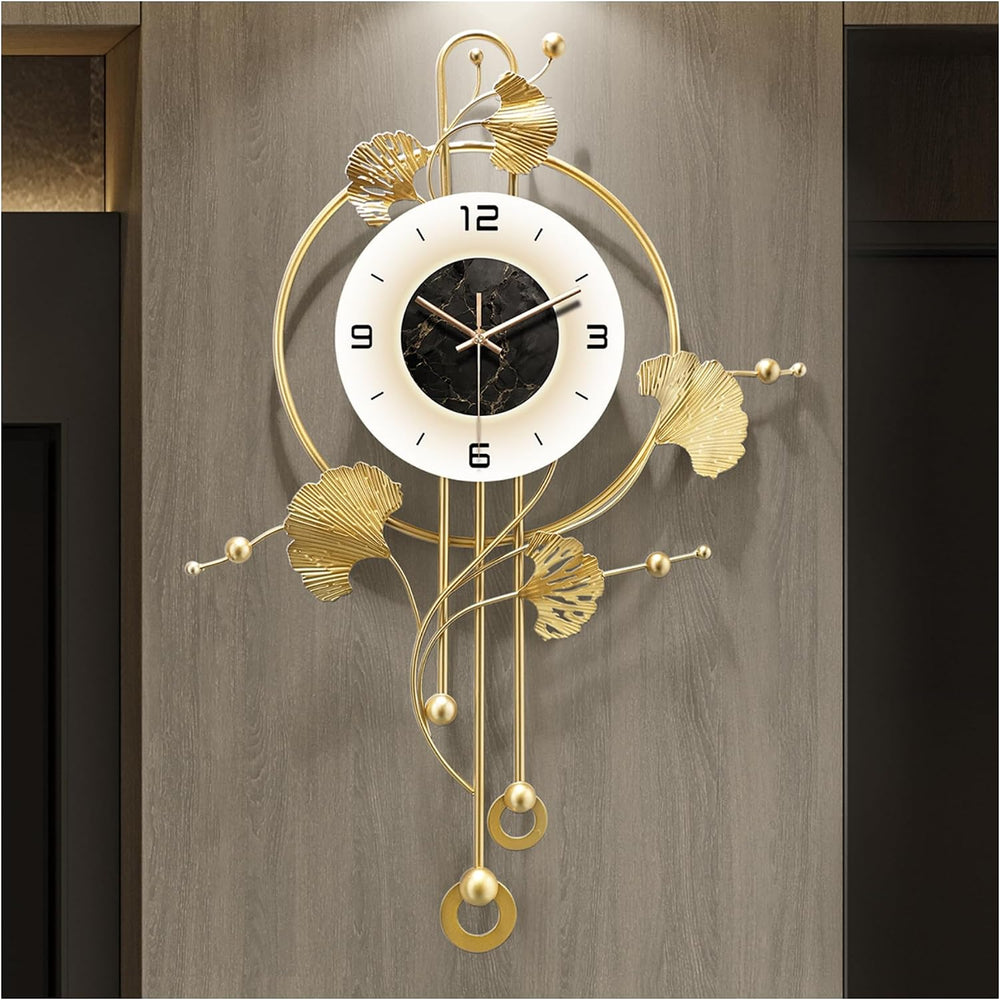 Wall Clock, Large Unique Gold Wall Clock for Living Room Decor