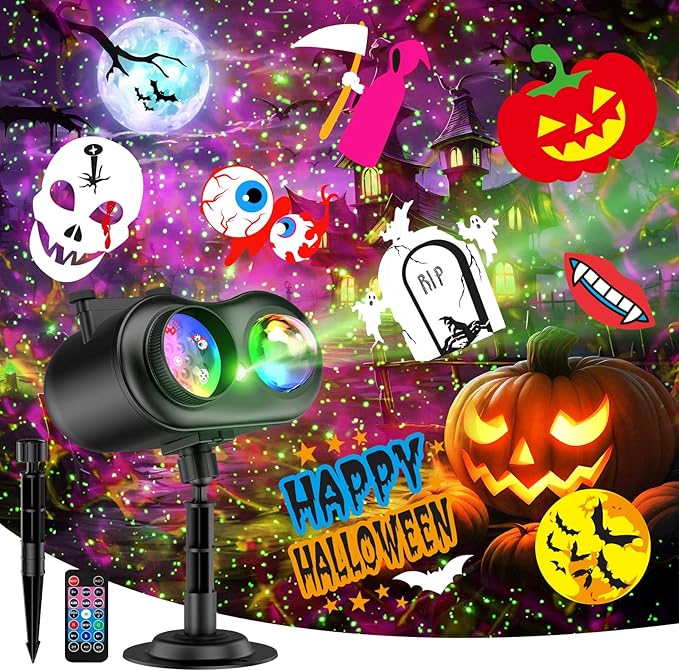 Halloween Christmas Projector Lights Outdoor, 8 Brighter HD Holiday Patterns ...