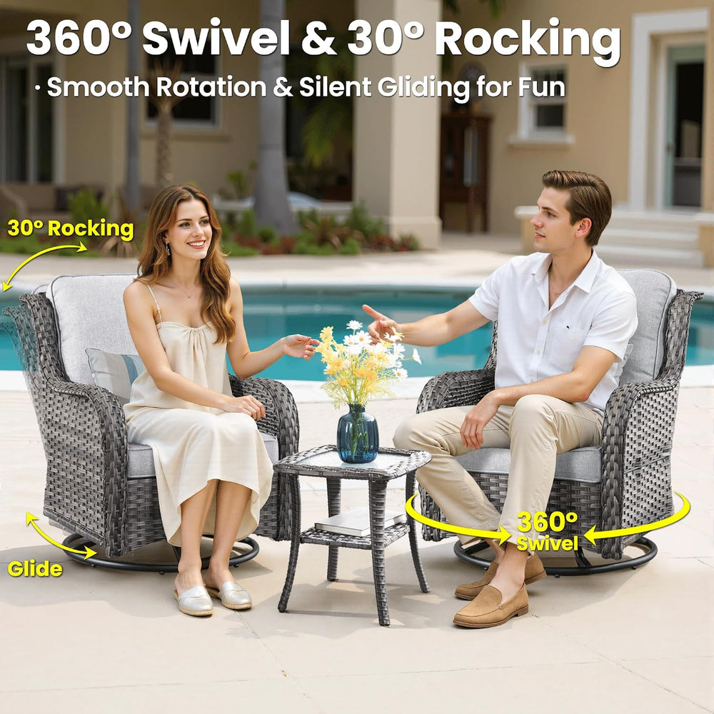 ovios 6-Pieces Patio Furniture Set, Outdoor Wicker Sofa Couch with Swivel Gli...