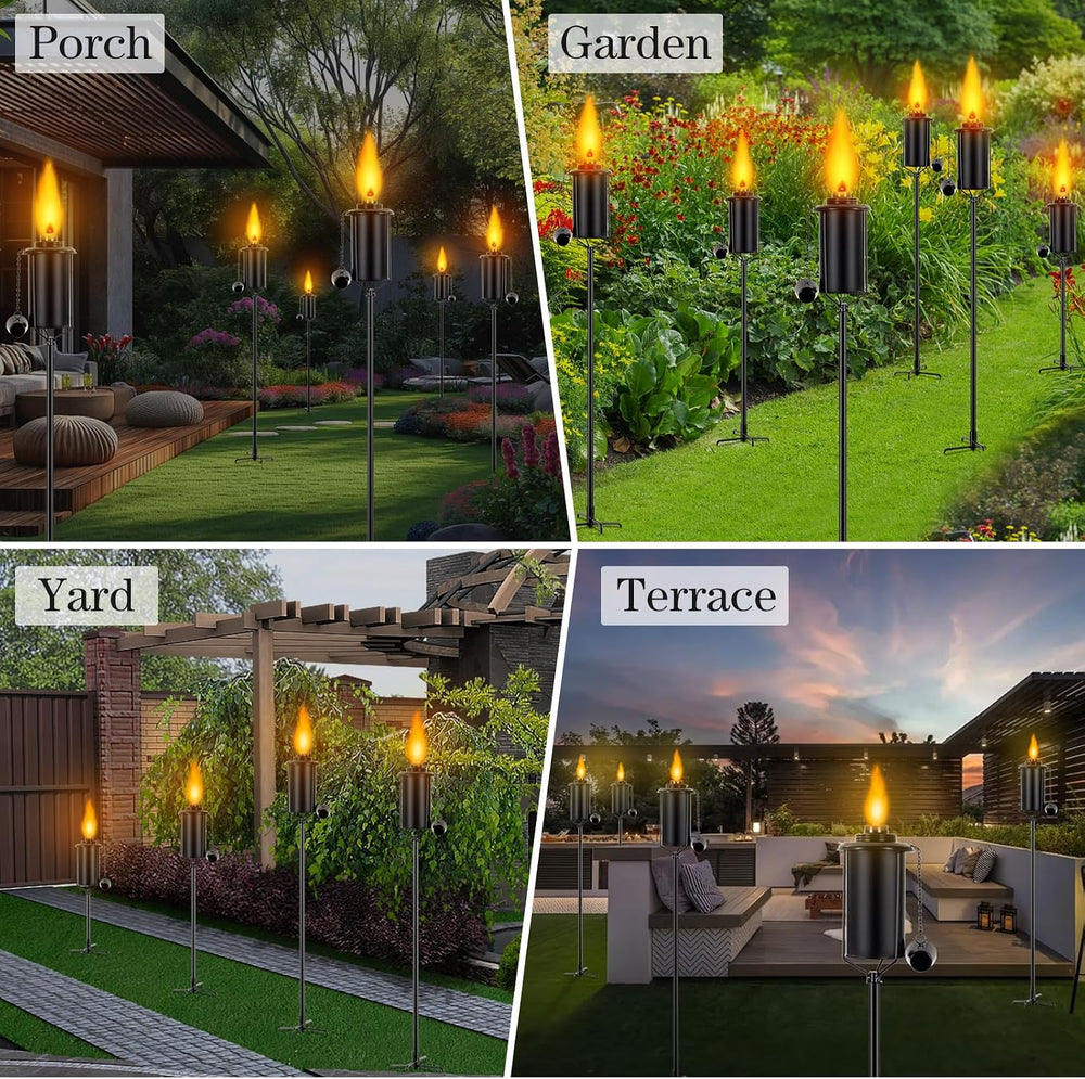 Garden Torches for Outside 6 Pack，Upgraded 62 Inch Metal Citronella Torches O...