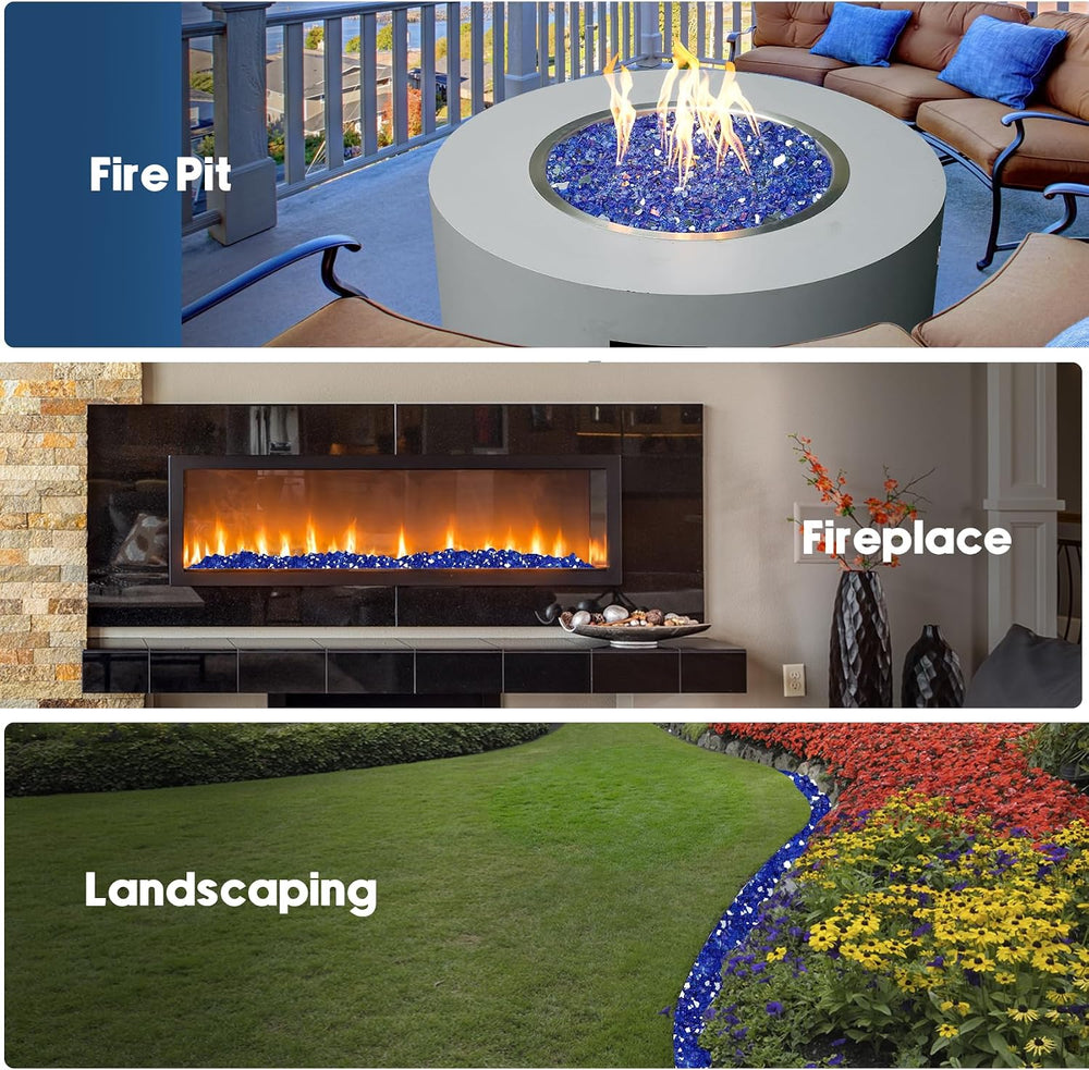 Skyflame 15LB Fire Glass for Propane Fire Pit, 1/2 Inch Cobalt Blue