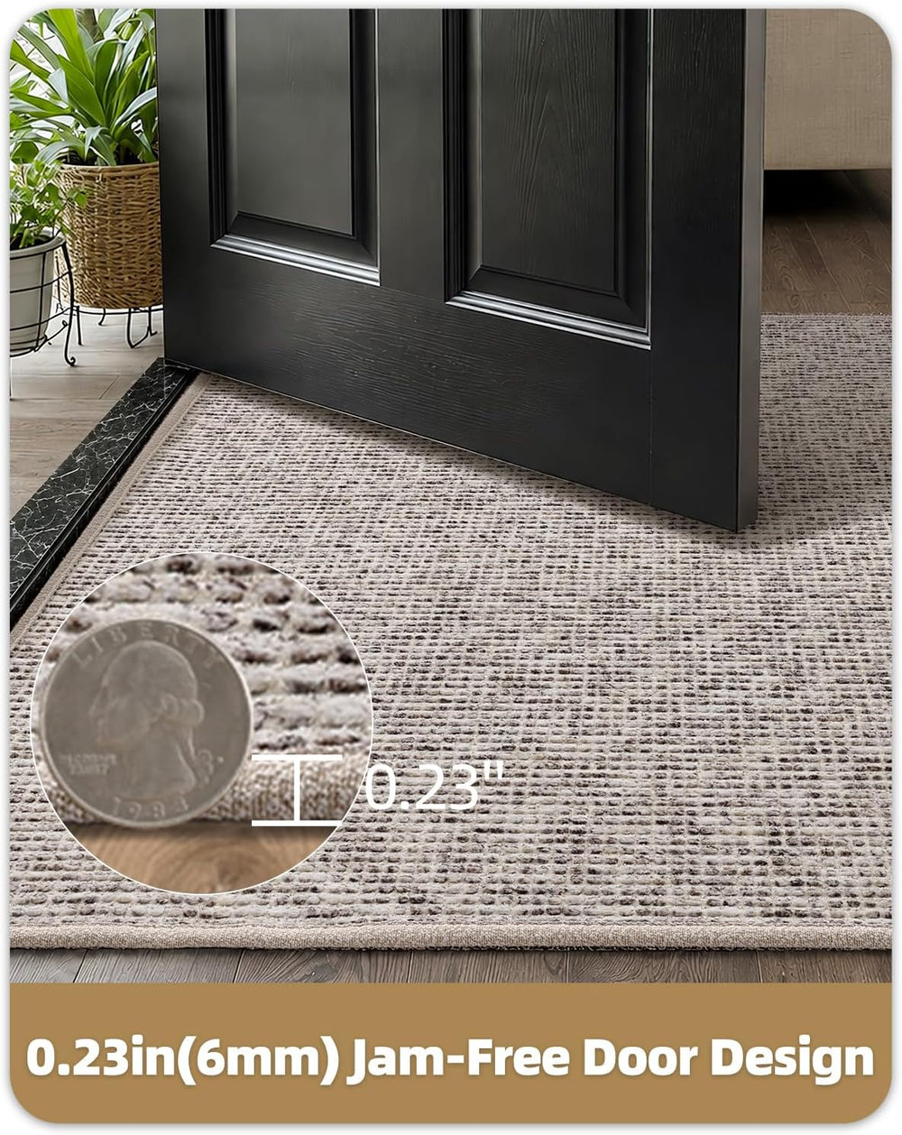 Color&Geometry Tweed-Style Thin Indoor Door Mat, 24"x36", Dirt ...