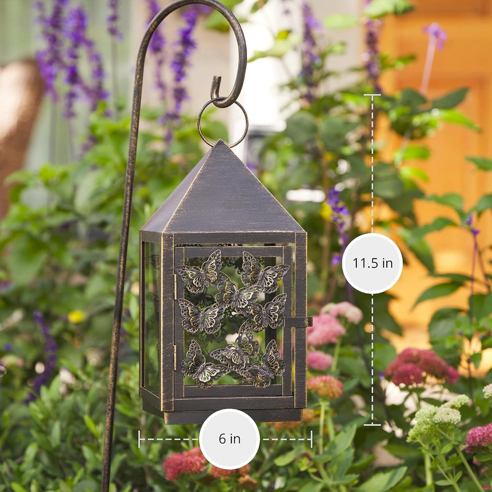 Luminara - Outdoor Decorative Lantern & Shepherd's Hook - Bronze - Pa...